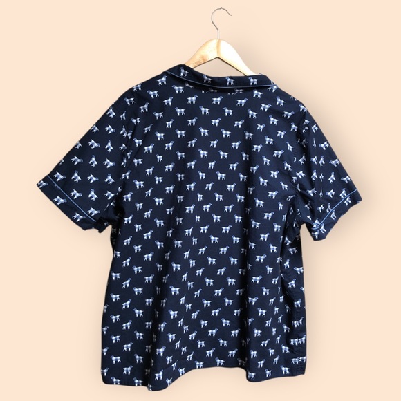 L.L.Bean Cotton Navy Blue Dog Patterned Pajamas Set Shirt & Shorts Women’s 2X - Picture 8 of 15